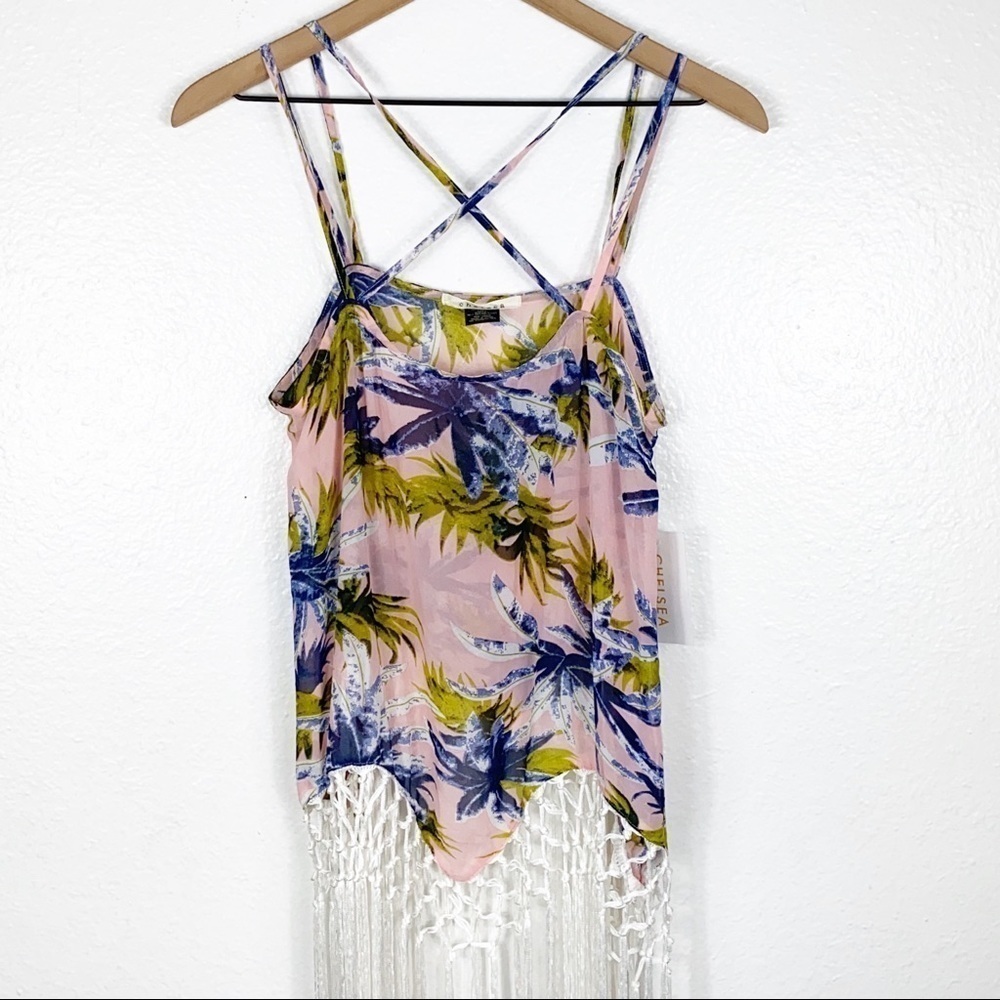 Chelsea Pink Leaf Swimming Top/Cover Up La…